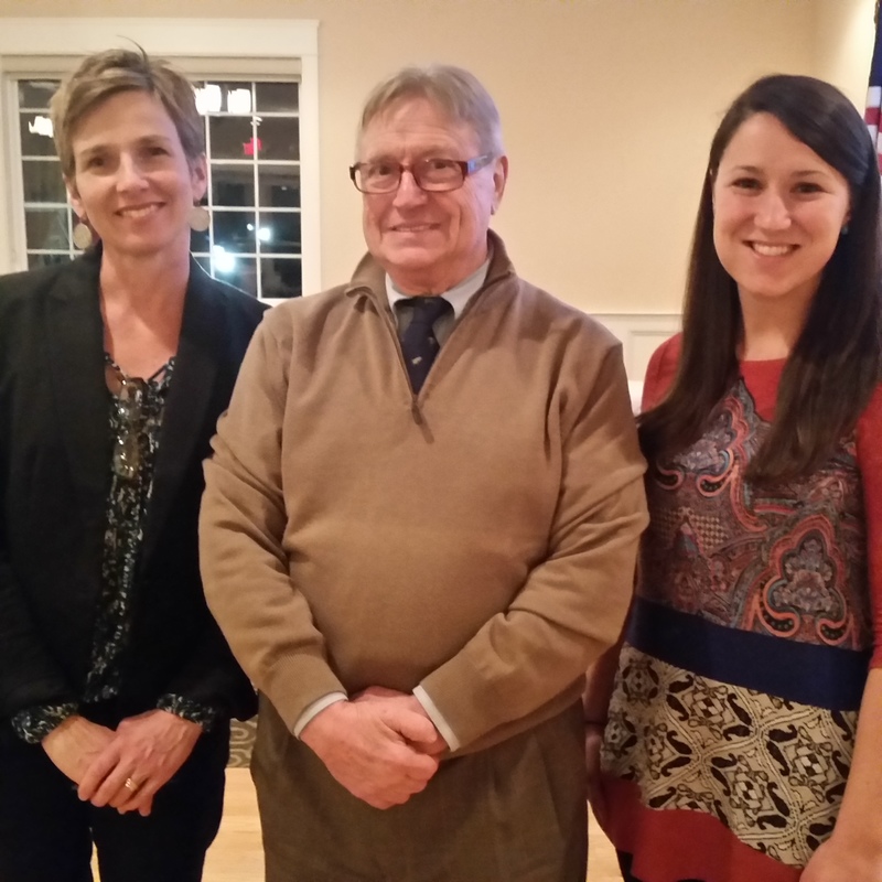 Erika Spanger-Siegfried, senior analyst with the Climate and Energy Program, spoke to the Lewes-Rehoboth Rotary Club about how sea-level rise will affect coastal communities. Shown are (l-r) Spanger-Siegfried, Lewes-Rehoboth Rotary President Larry Fifer and Carina Barnett-Loro, outreach coordinator with the Climate and Energy Program. SOURCE SUBMITTED